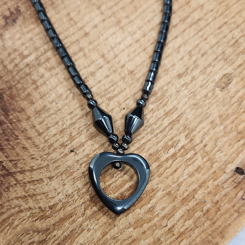 Hematite‎ Heart Necklace